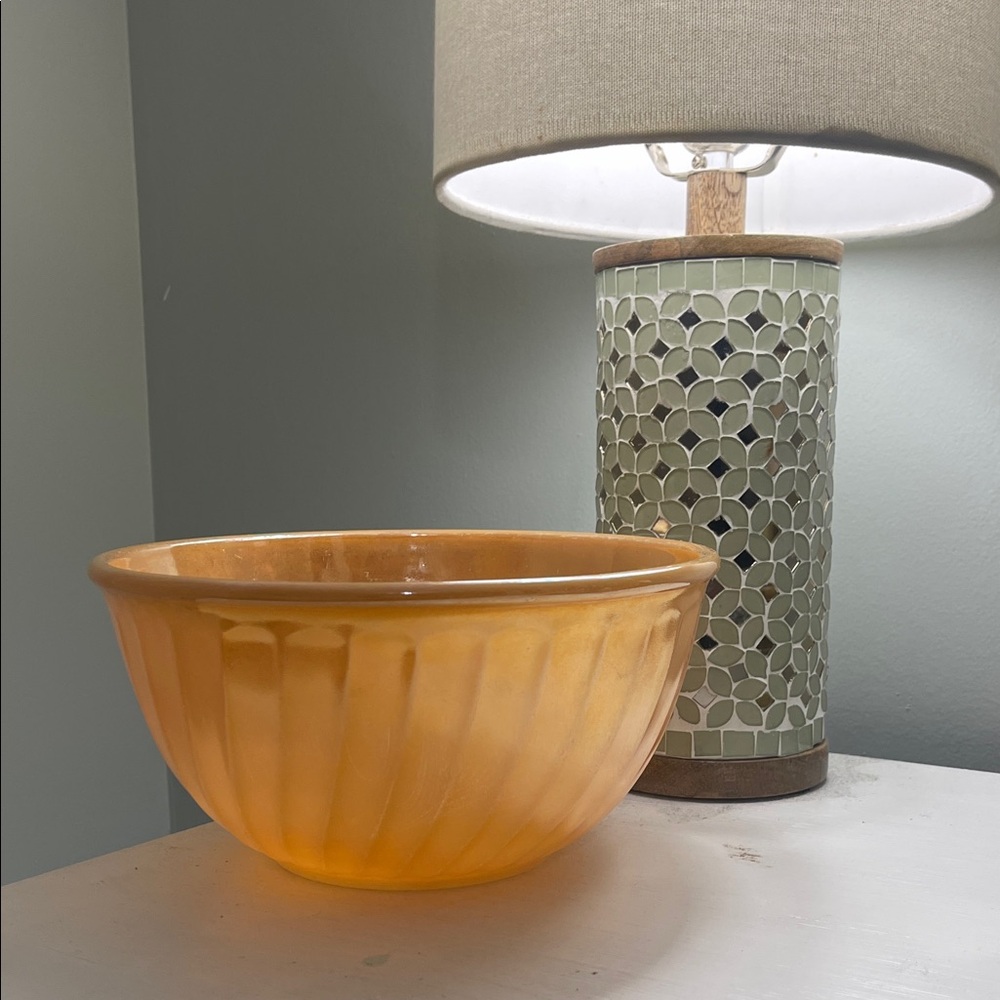 Vintage Peach Fire King Glass large mixing bowl
